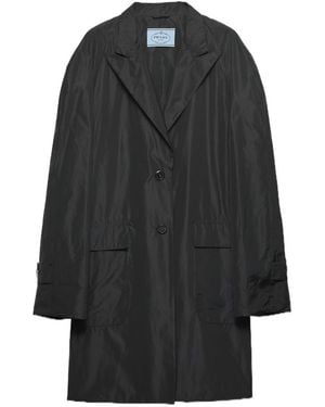 Prada Single-Breasted Technical Taffeta Coat - Black