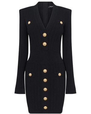 Balmain V-Neck Dress - Black