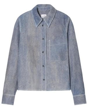 Closed Press-Stud Leather Jacket - Blue