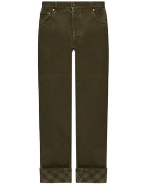 Burberry Tapered Leg Turn-Up Hem Jeans - Green