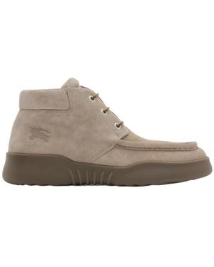 Burberry Ekd Embossed Lace-Up Ankle Boots - Grey