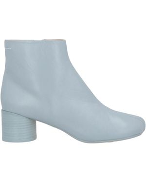 MM6 by Maison Margiela Minimalist Square Toe Leather Ankle Boots - Blue