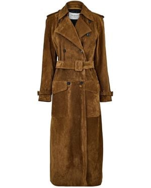 Saint Laurent Suede Coat - Brown