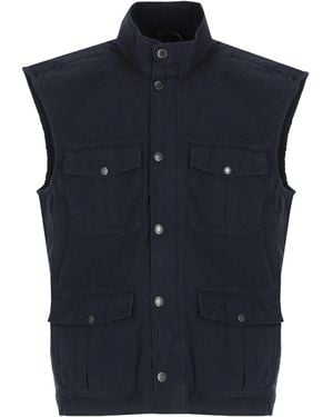 Barbour Cotton Vest Four Pockets Stand Collar - Blue
