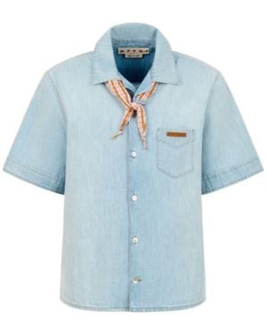 Marni Short-Sleeve Chambray Shirt - Blue