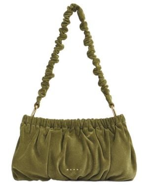 Marni Suede Ruffles Clutch Bag - Green