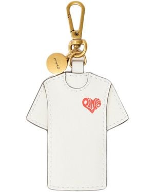Pinko Printed T-Shirt Charm Keyring - White