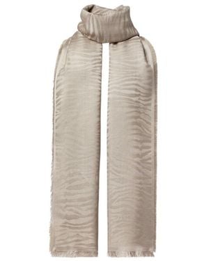 Fendi Dove Tiger Animalier Jacquard Silk And Cashmere Stole - Natural