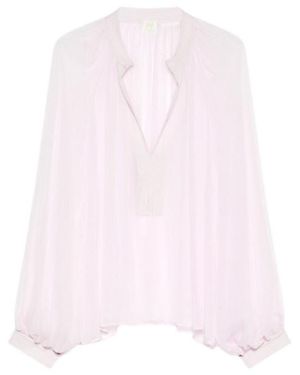 Marella Wide-Sleeved Crepon Shirt - Pink
