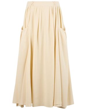 Rabanne Rabanne Pleated Midi Skirt - Natural