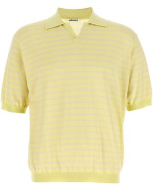 AURALEE Collared Long-Sleeve Polo Shirt - Yellow