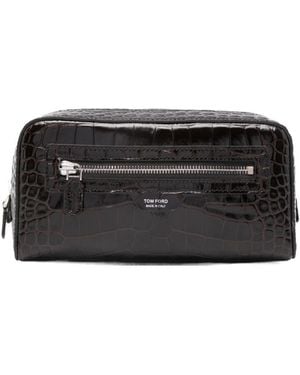 Tom Ford Embossed Zipped Wash Bag - Black