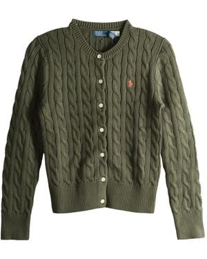 Polo Ralph Lauren Logo Embroidered Cable-Knit Cardigan - Green