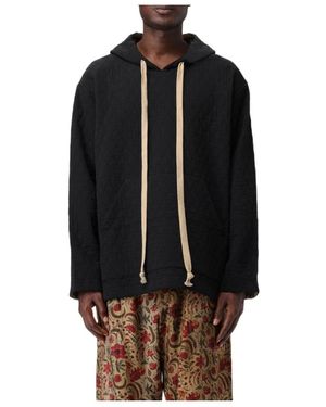 Uma Wang Quilted Drawstring Hoodie - Black