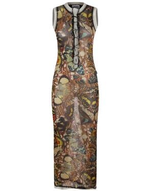 Jean Paul Gaultier Printed Tie-Up Dress - Metallic