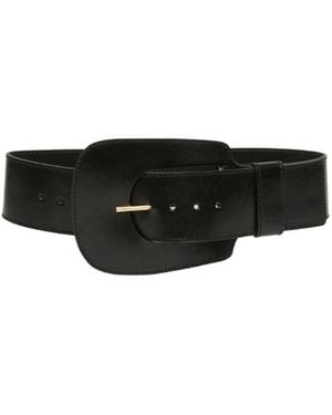 Sportmax Maxi-Buckle Leather Belt - Black