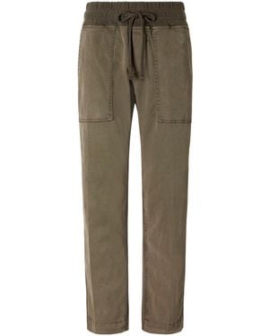 James Perse Rib-Trimmed Cotton-Twill Tapered Trousers - Green