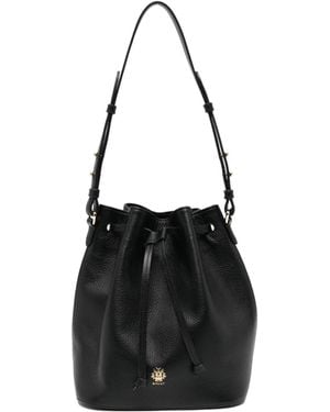 Bally Logo Printed Drawstring Bucket Bag - Black
