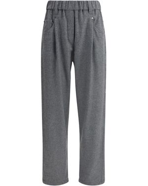 Brunello Cucinelli Monili Detailed Straight Leg Trousers - Grey