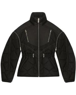 Givenchy Logo Detachable Sleeve Quilted Short Coat - Black