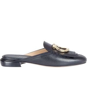 Ferragamo Ferragamo Gancini Plaque Fringed Sandals - Blue