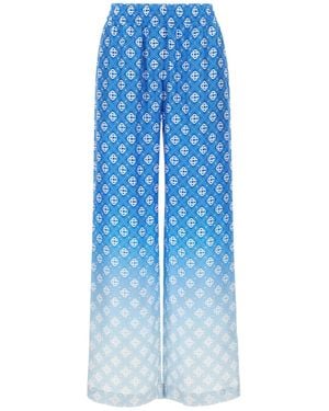 CASABLANCA Gradient Monogram Wide-Leg Trousers - Blue