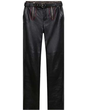 Marni Embroidered Paneled Leather Pants - Black
