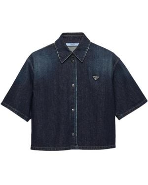 Prada Button-Up Denim Shirt - Blue
