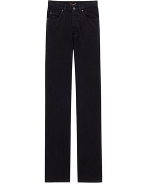 Saint Laurent Logo Patch Wide-Leg Jeans - Blue