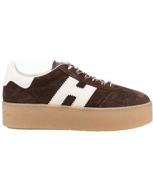 Hogan Side H Patch Trainers - Brown