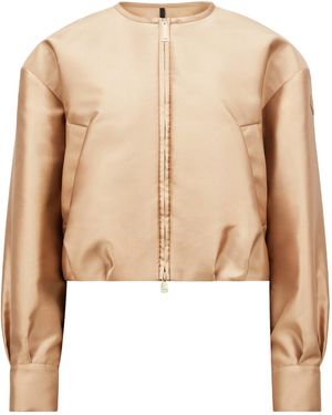 Moncler Maupa Duchesse Down Bomber Jacket - Natural