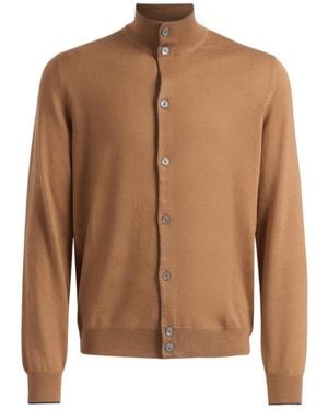 Gran Sasso Long-Sleeved Knitted Cardigan - Brown