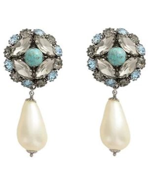 Dolce & Gabbana Embellished Clip-On Earrings - White