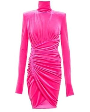 Alexandre Vauthier Ruched Velvet Minidress - Pink