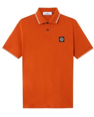 Stone Island Slim-Fit Short-Sleeve Polo With Compass Patch - Orange