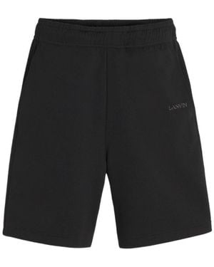 Lanvin Logo Embroidered Bermuda Shorts - Black