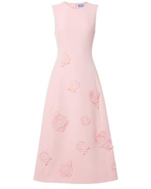 Leo C Floral-Appliqué Cocktail Dress - Pink