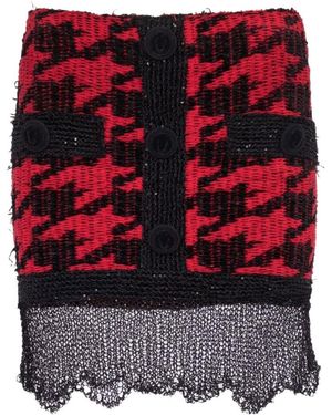Balmain Knit Destroyed Skirt - Red