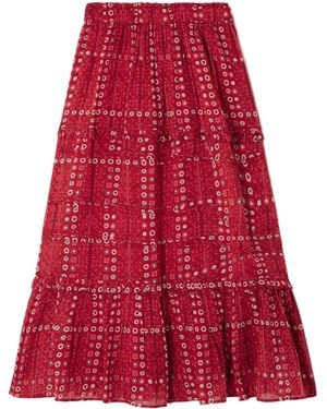 Isabel Marant Diya Tiered Printed Cotton-Voile Midi Skirt