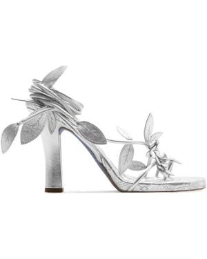 Burberry Ivy Flora 105Mm Leather Sandals - White