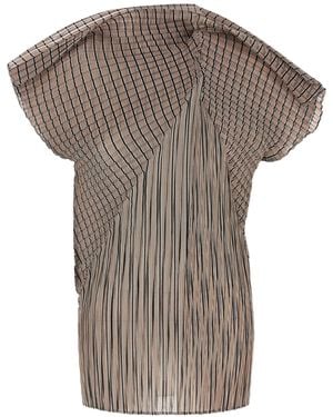 Issey Miyake Generic Stripes Short-Sleeved Top - Gray