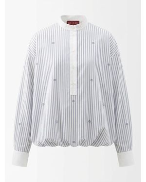 Gucci Striped Logo Balloon Shirt - Gray