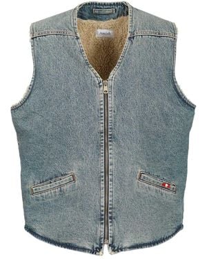 AMISH Zip-Front Denim Vest - Blue