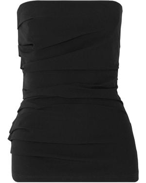 Proenza Schouler Strapless Gathered Cotton-Blend Poplin Top - Black