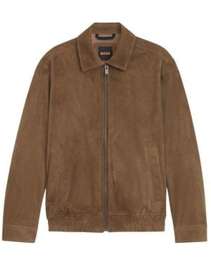 BOSS Long-Sleeved Leather Jacket - Brown