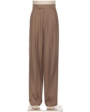 Valentino Cuffed Wide Leg Trousers - Brown