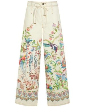 Etro Printed Wide-Leg Jeans - White