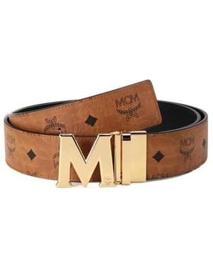 MCM Visetos Logo Buckle Belt - Brown