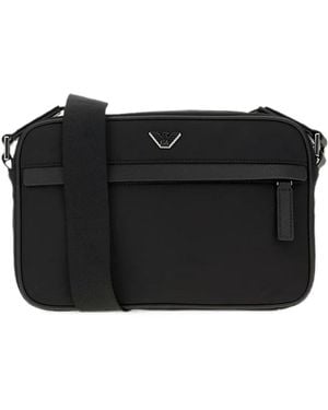 Emporio Armani Logo-Plaque Shoulder Bag - Black