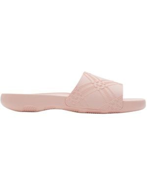 Burberry Checked Slip-On Slides - Pink